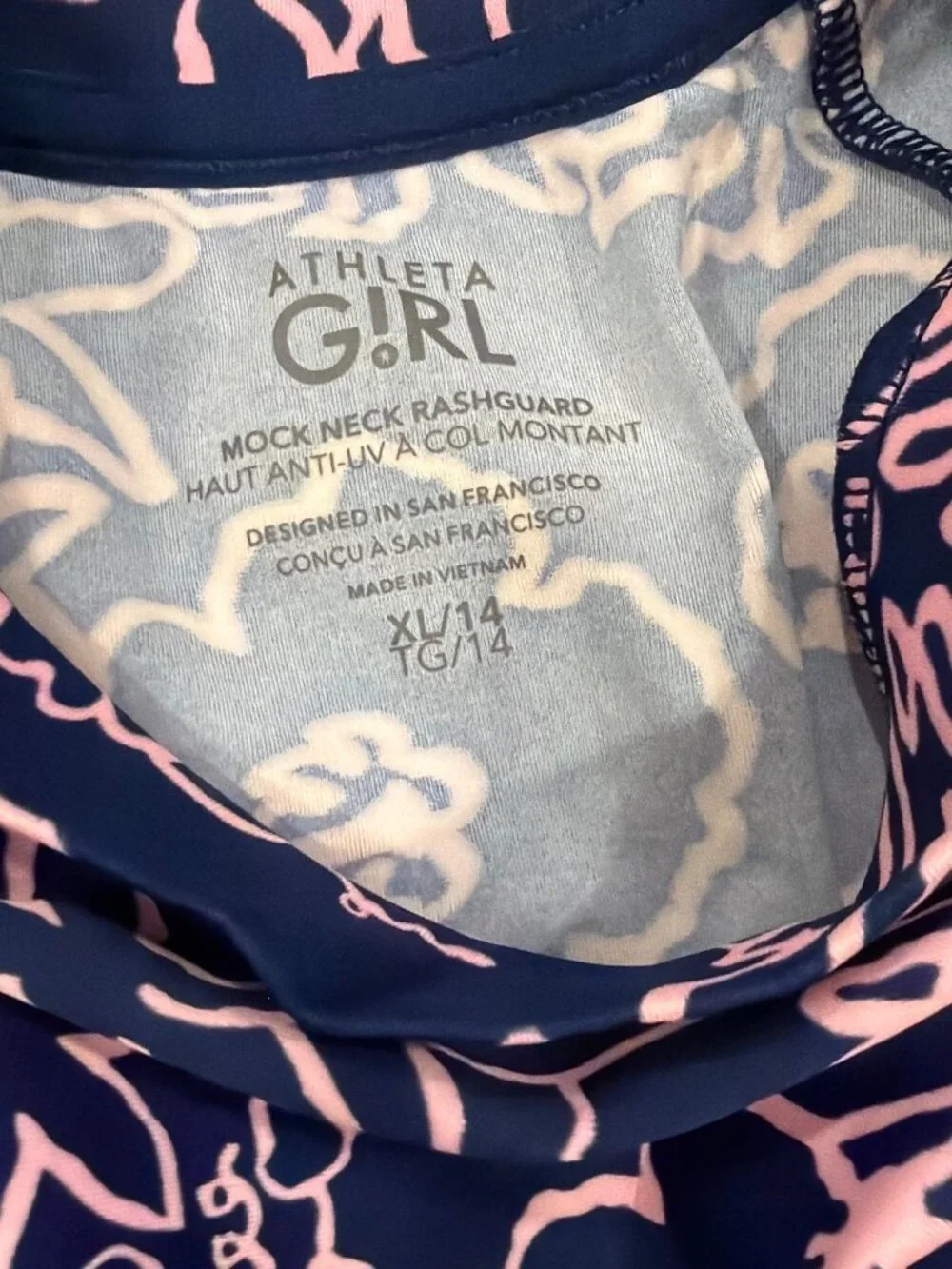 Athleta Girl Navy & Pink Floral Rashguard Set XL 14 With Justice Bikini L 12/14